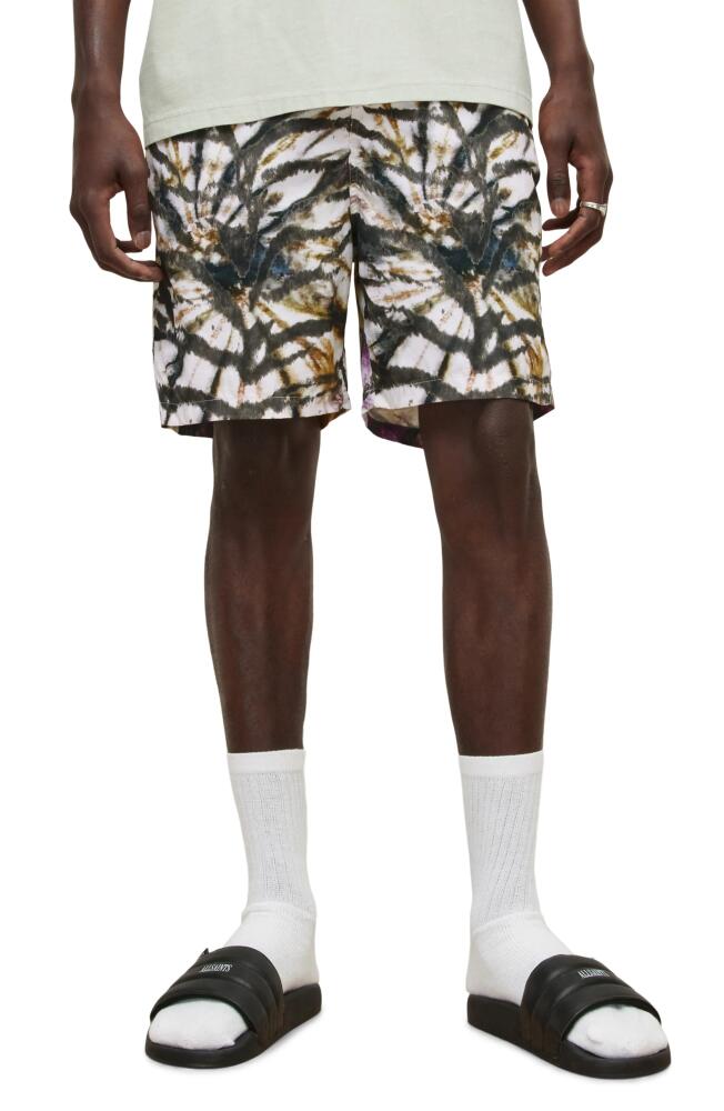 AllSaints Tiger Tie Dye Swim Trunks in White Cover