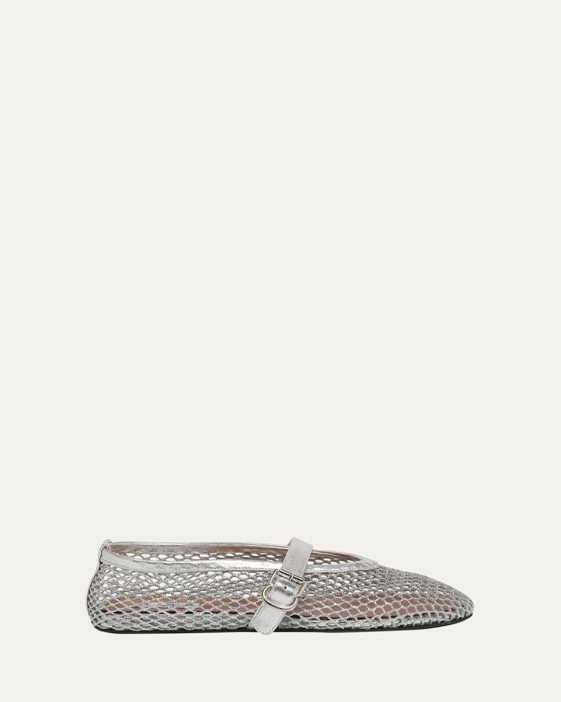 ALAIA Metallic Net Mary Jane Ballerina Flats Cover