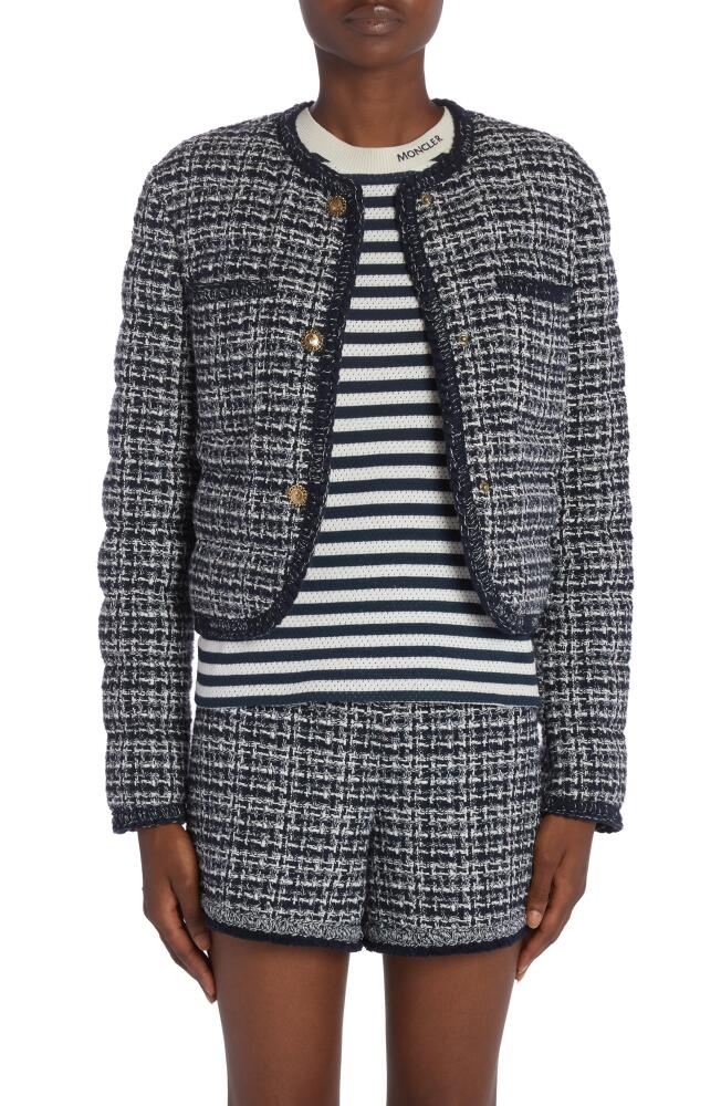 Moncler Eliadi Tweed Crop Jacket in Blue Cover