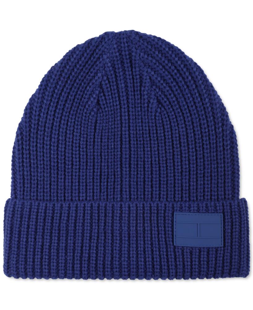 Tommy Hilfiger Men's Shaker Cuff Hat Beanie with Ghost Patch - Bold Blue Cover