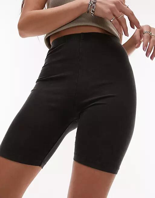 Topshop plain color washed legging short in charcoal-Gray Cover