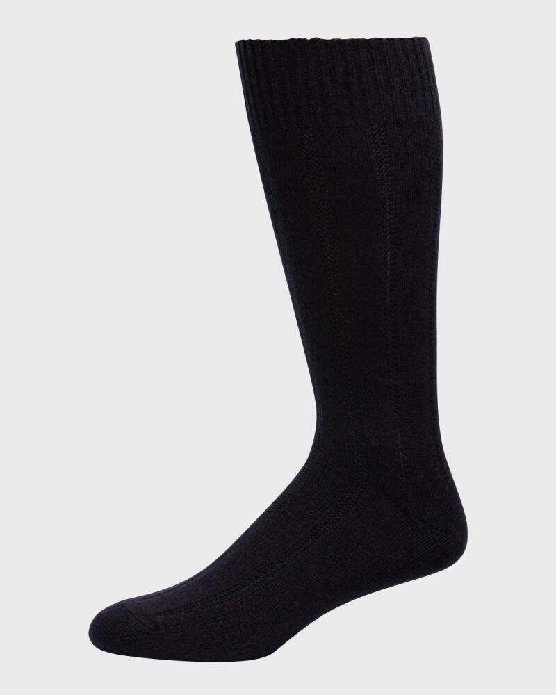 Neiman Marcus Men's Rib Cashmere Crew Socks Cover