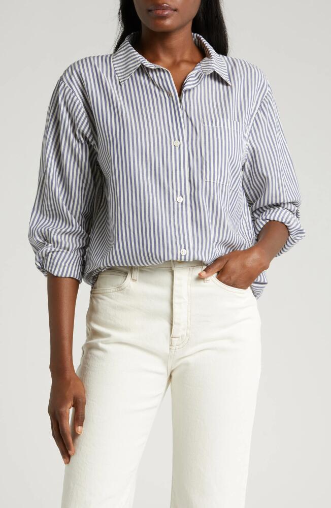 Marine Layer Easy Stripe Button-Up Shirt in Skipper Blue Stripe Cover