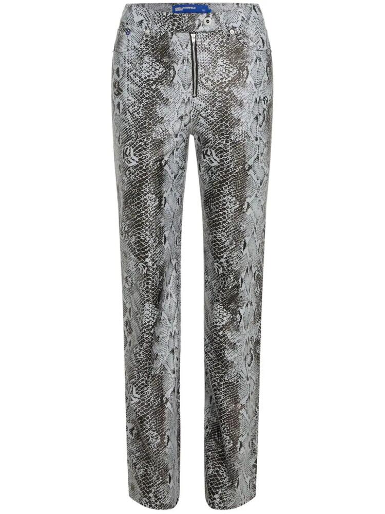 Karl Lagerfeld Jeans snake-print faux-leather trousers - Grey Cover