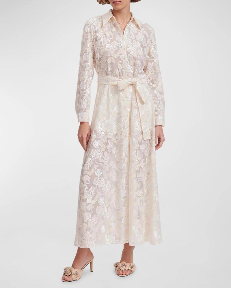 Anne Fontaine Adelie Sheer Floral-Embroidered Maxi Shirtdress Cover