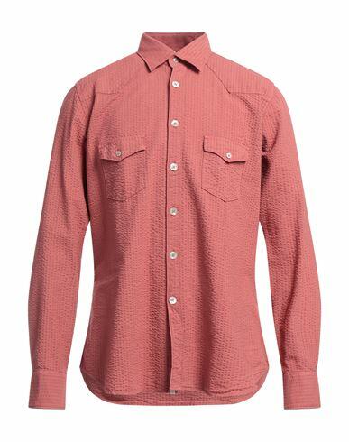 Tintoria Mattei 954 Man Shirt Brick red Size 15 ½ Cotton, Elastane Cover