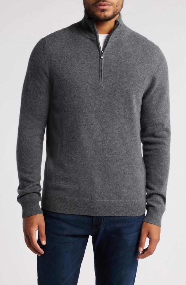 Nordstrom Cashmere Quarter Zip Pullover Sweater in Grey Shade Heather Cover