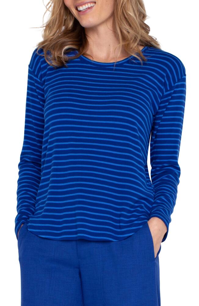 Liverpool Los Angeles Stripe Long Sleeve Knit Top in Blue Topaz Strp Cover