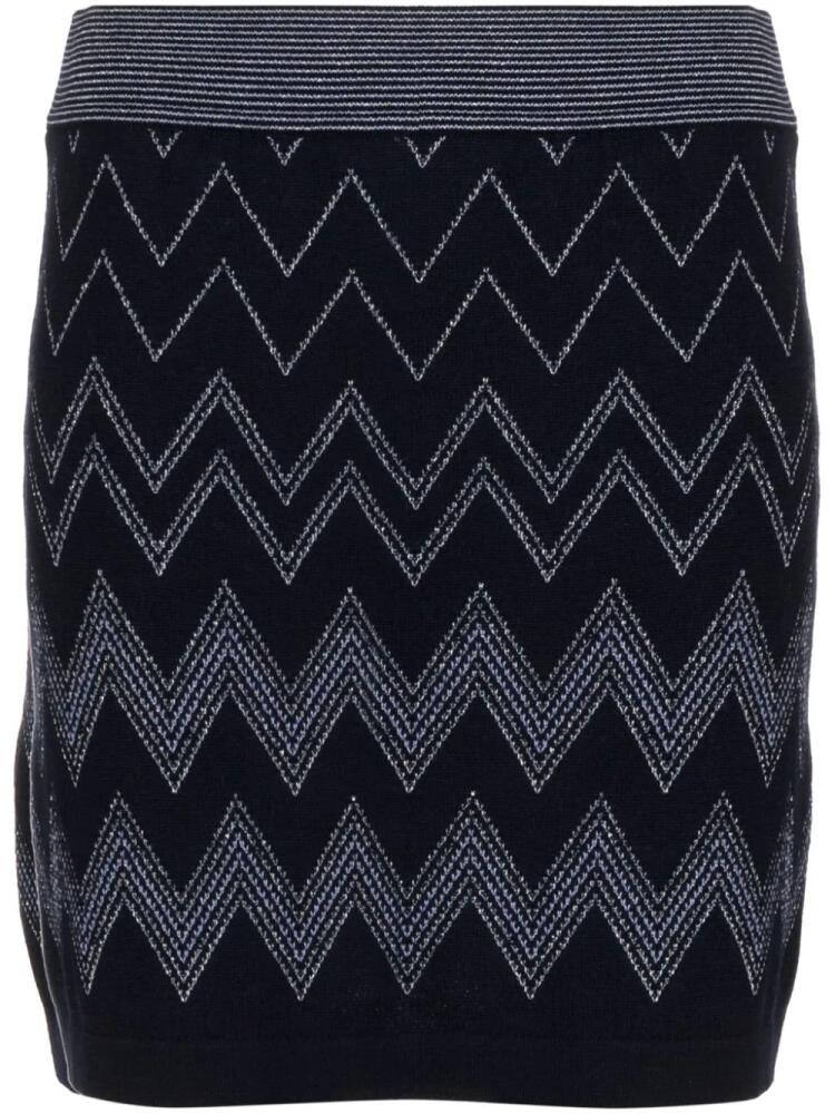 Missoni zigzag-pattern metallic-threading mini skirt - Blue Cover