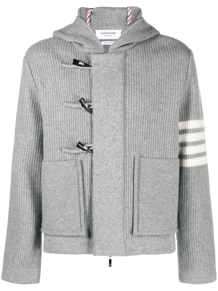 Thom Browne virgin-wool hooded duffle jacket - Grey Cover