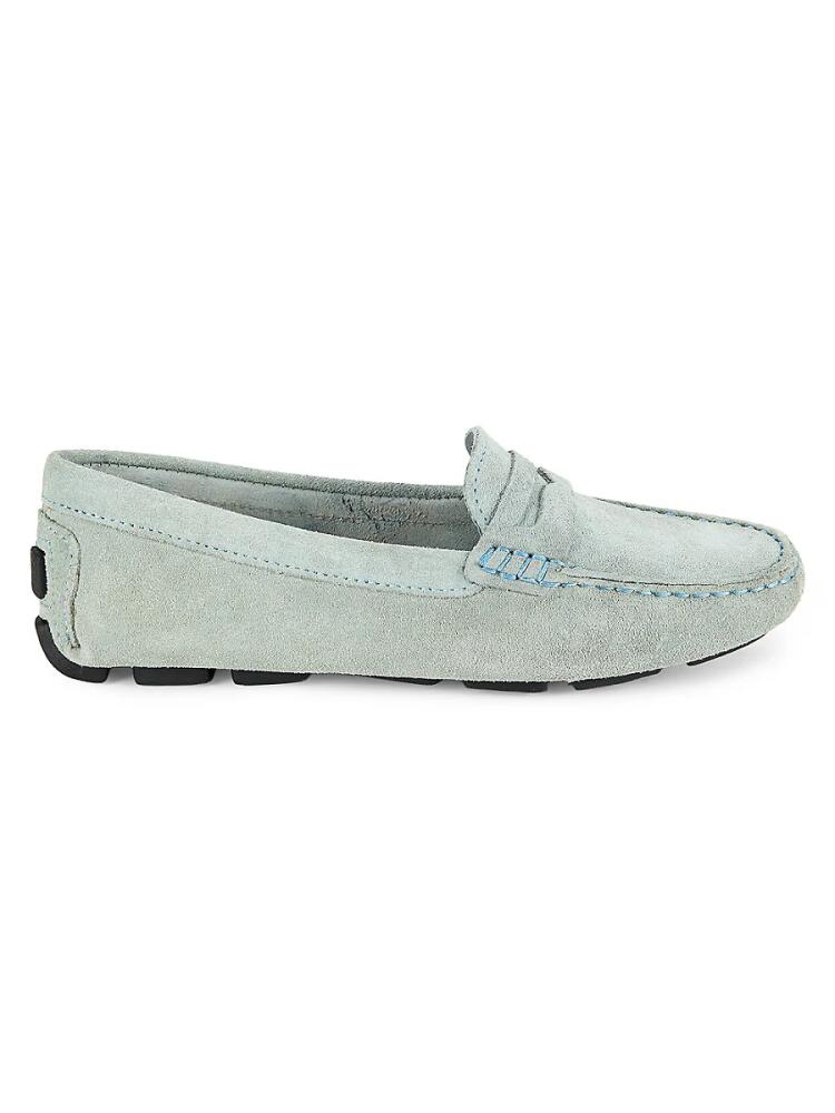 Saks Fifth Avenue Women's Honeycomb Embossed Leather Penny Drivers - Light Blue Cover