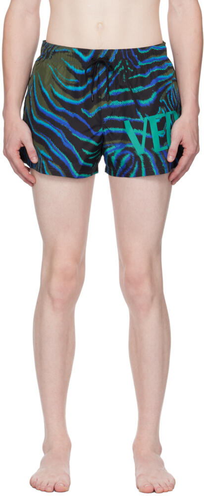 Versace Underwear Blue Graphic Swim Shorts Cover