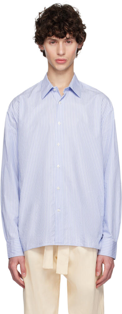 Officine Générale Blue & White Gad Shirt Cover