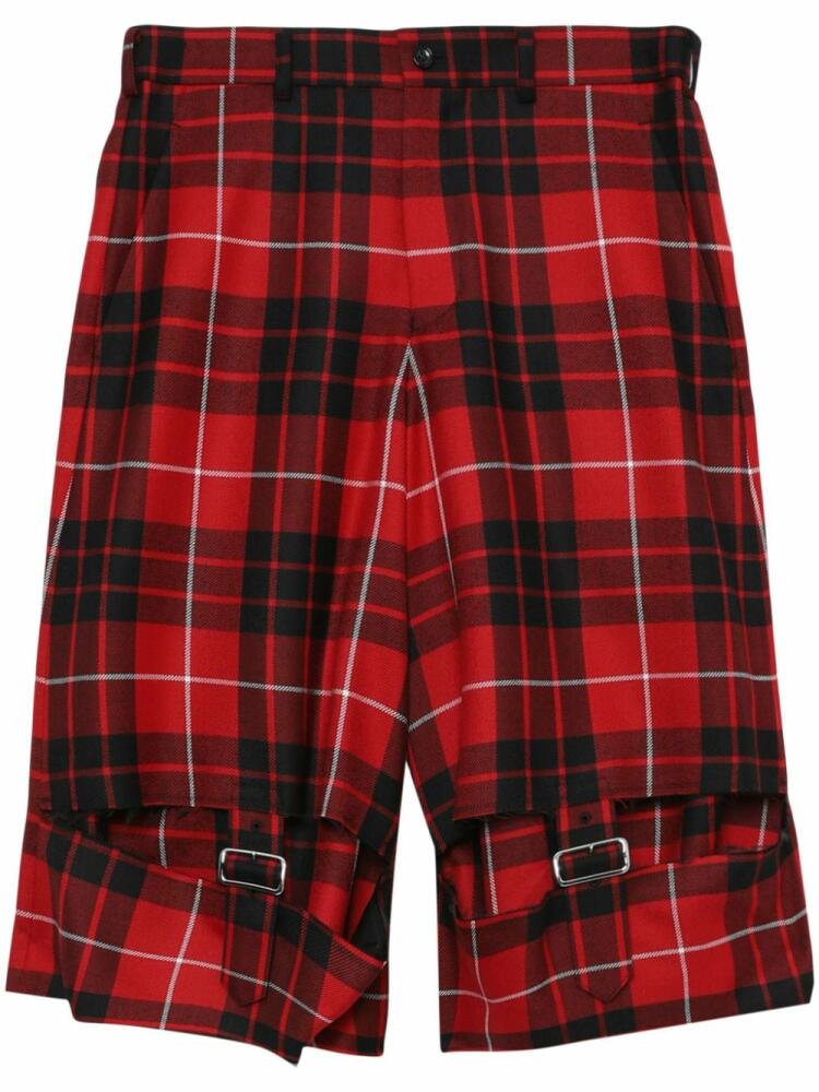 Black Comme Des Garçons tartan-check wool shorts - Red Cover