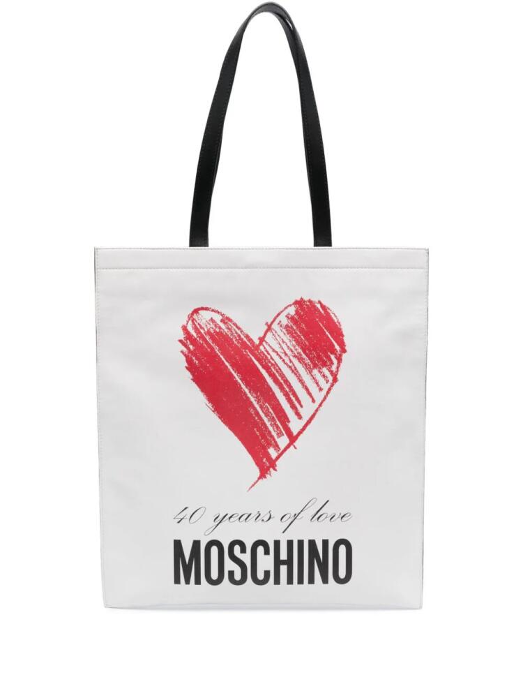 Moschino logo-print shoulder bag - White Cover