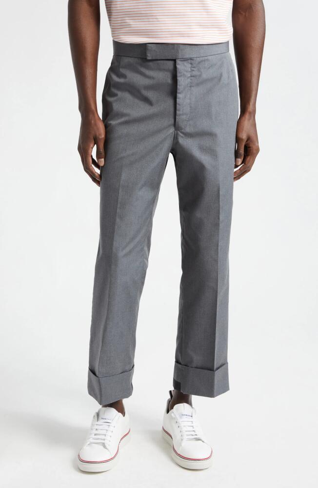 Thom Browne Classic Fit 1 Typewriter Cloth Backstrap Trousers in Medium Grey Cover