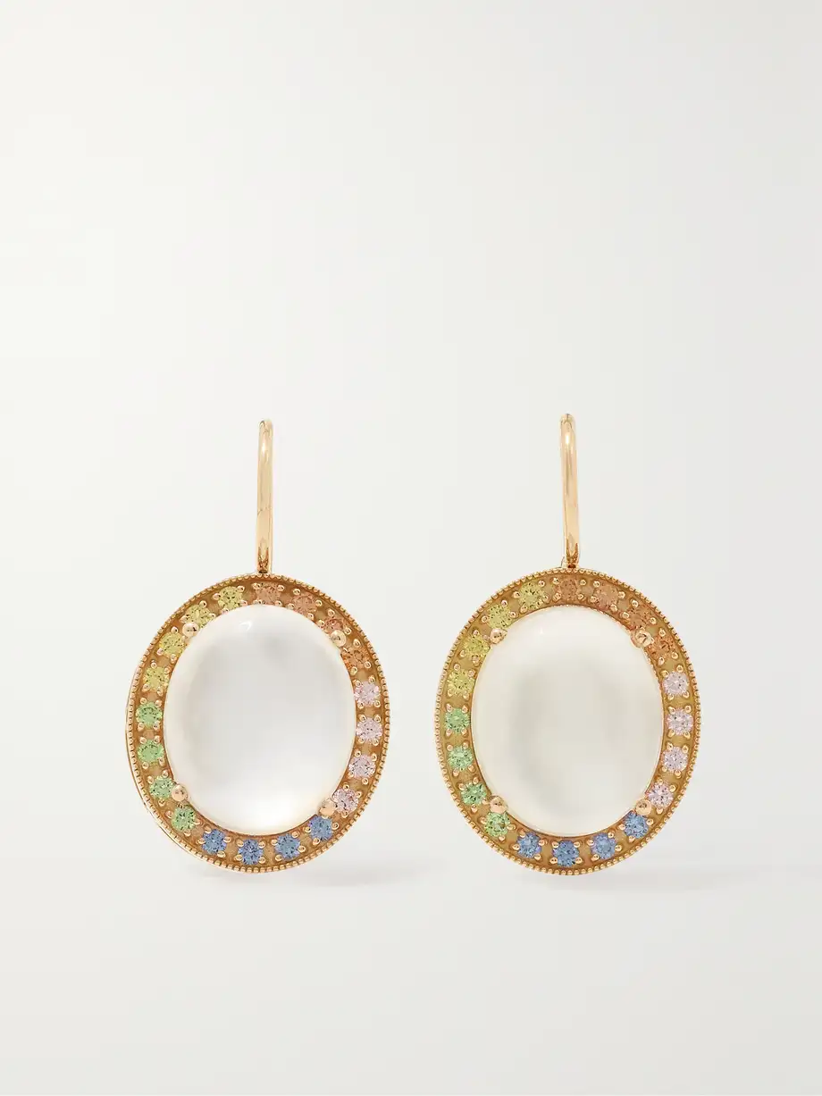 Andrea Fohrman - 18-karat Gold, Moonstone And Sapphire Earrings - White Cover