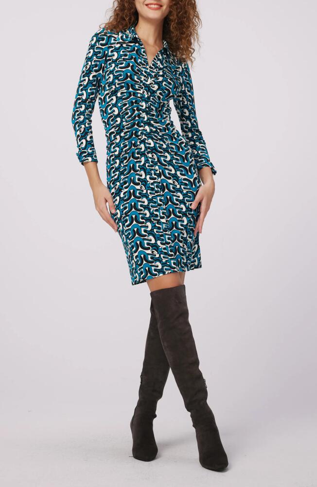 Diane von Furstenberg Sheska Geo Print Ruched Shirtdress in Interlock Cover