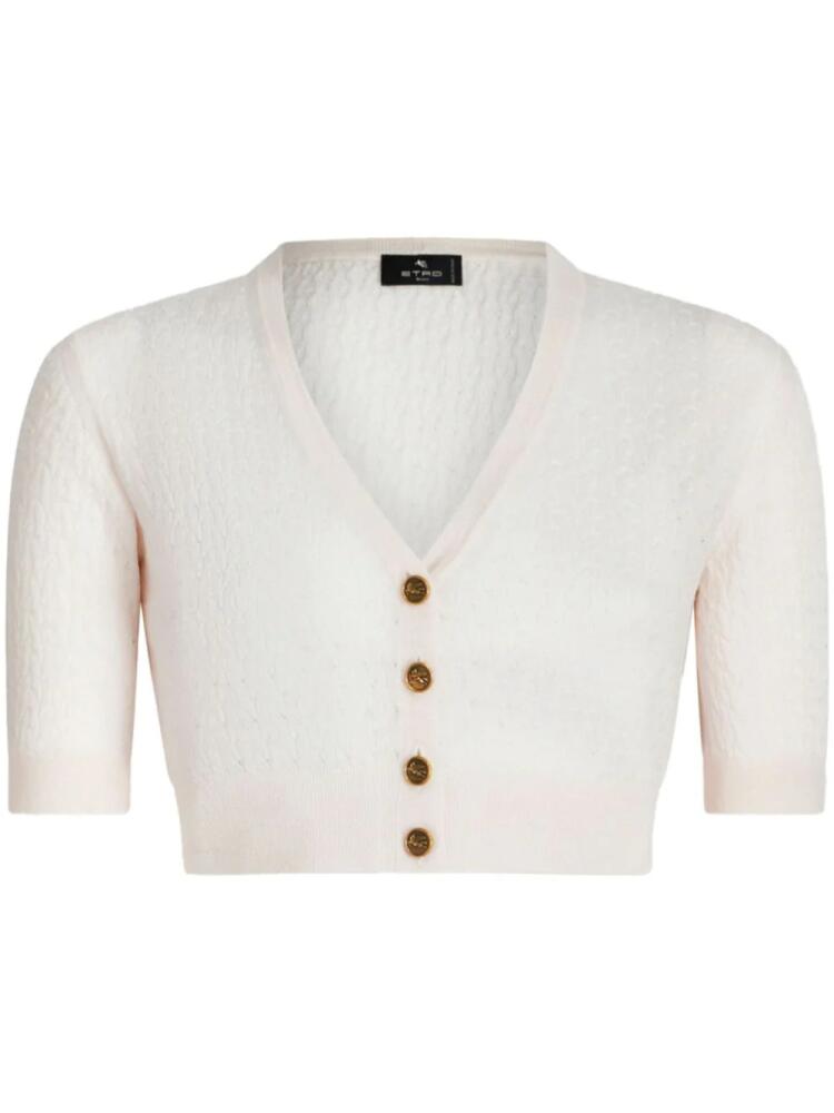 ETRO cropped buttoned wool cardigan - White Cover