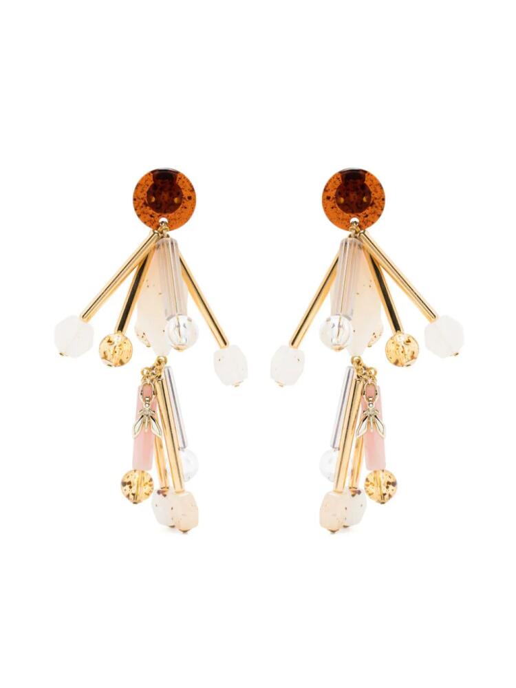 Patrizia Pepe bead-embellished clip-on earrings - Neutrals Cover