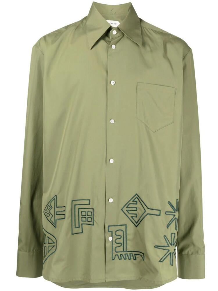 Namacheko embroidered pointed-collar shirt - Green Cover