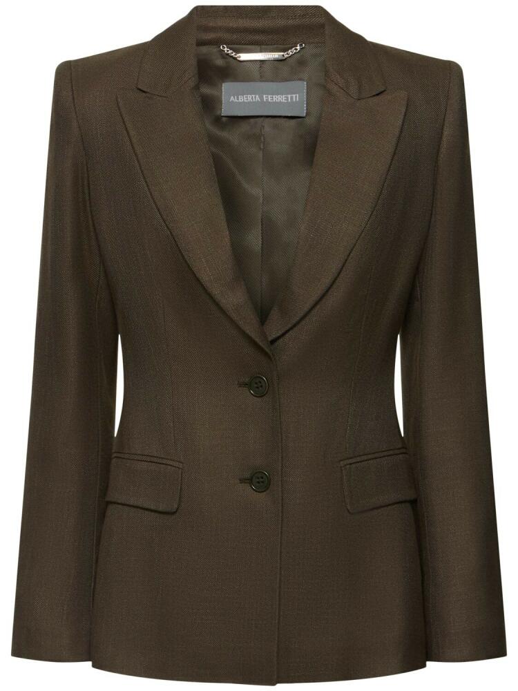 ALBERTA FERRETTI Single Breasted Viscose Twill Blazer Cover