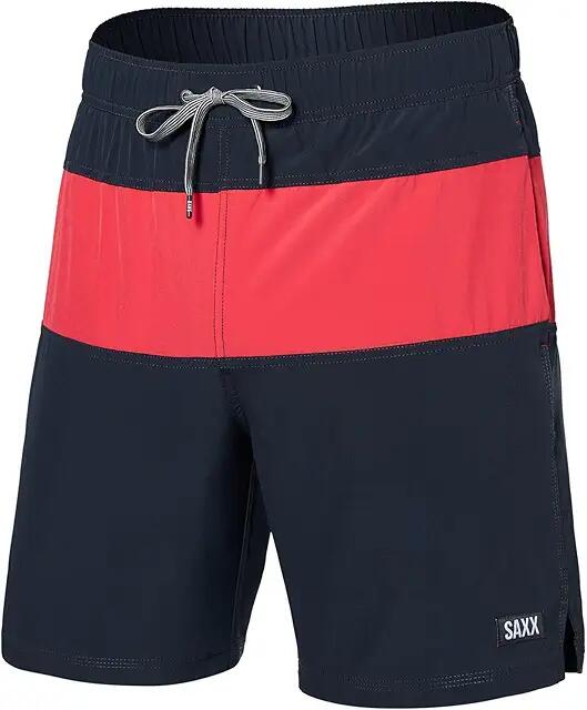 SAXX UNDERWEAR Oh Buoy Color-Blocked 2-N-1 Volley 7 (India Ink/Hibiscus) Men's Swimwear Cover