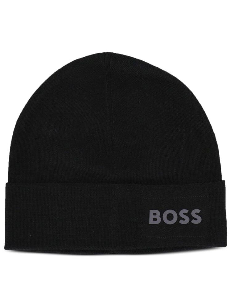 BOSS Aride logo-print beanie - Black Cover