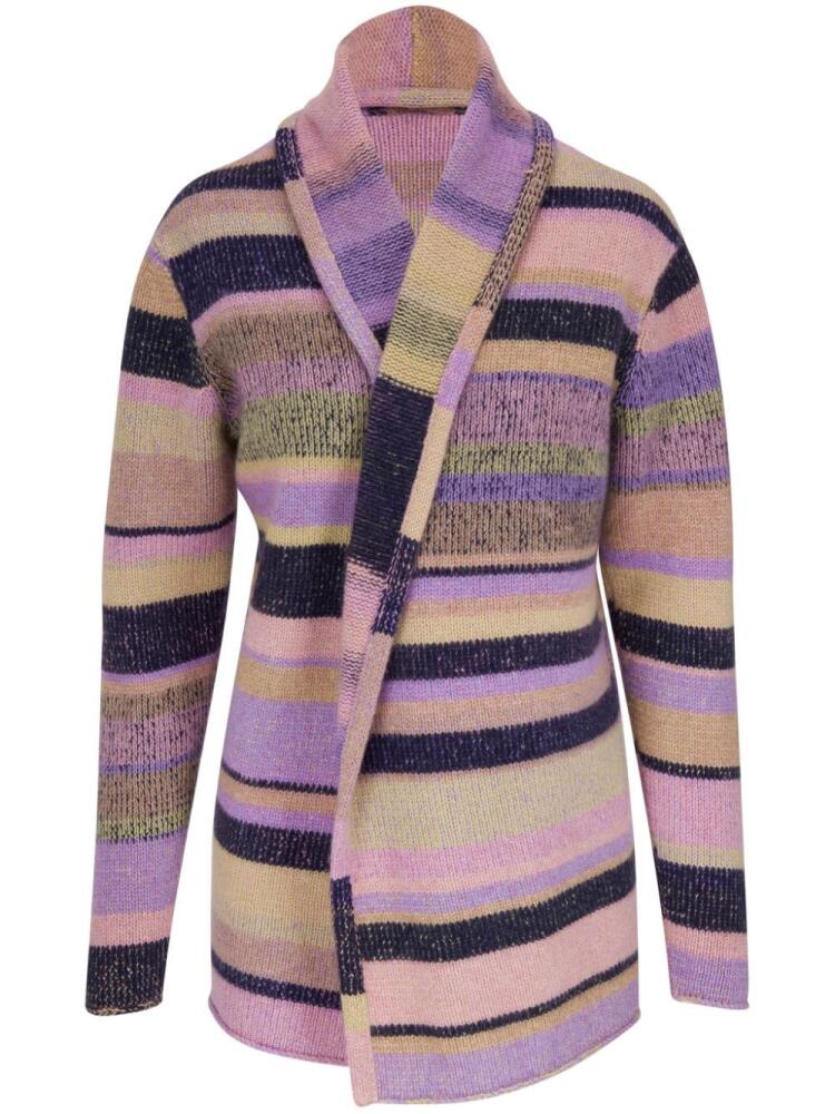 The Elder Statesman Stripe Italy cashmere cardigan - Pink Cover