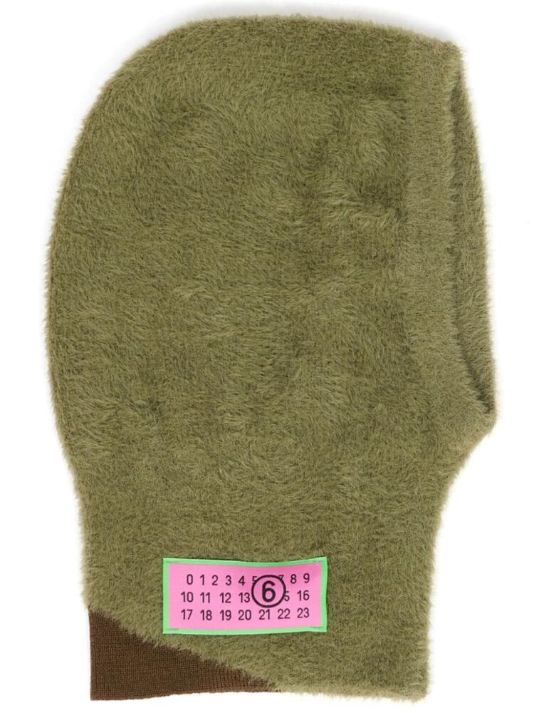 MM6 Maison Margiela Numbers-motif textured balaclava - Green Cover