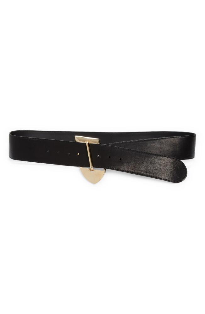 Raina Asymmetric Leather Belt in Black Cover