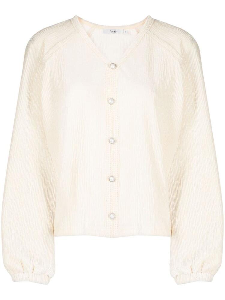 b+ab crinkled button-down cardigan - Neutrals Cover