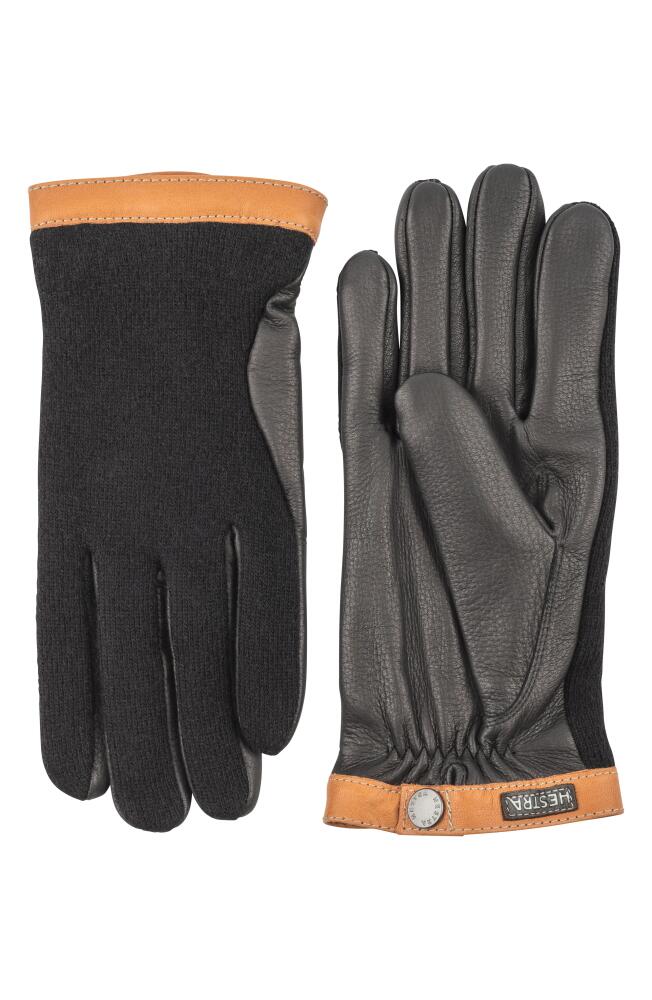 Hestra Deerskin & Merino Wool Gloves in Black/Black Cover