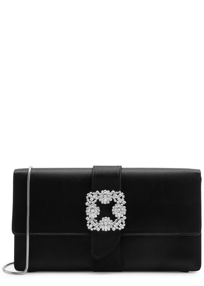 Manolo Blahnik Capri Crystal-embellished Satin Clutch - Black Cover