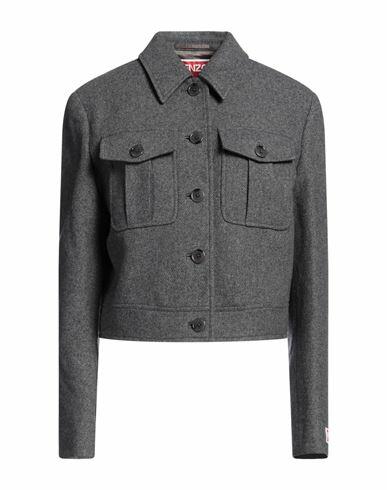 Kenzo Woman Coat Grey Wool, Polyamide Cover