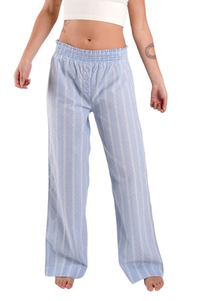 PEACHAUS Chicory Striped Woven-Cotton Pajama Pants in Glacier Blue Cover