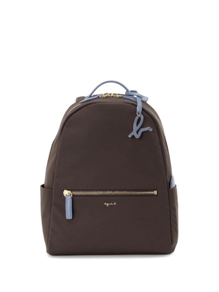 agnès b. logo-lettering removable-pouch backpack - Brown Cover