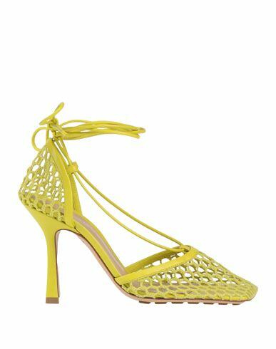 Bottega Veneta Woman Pumps Acid green Soft Leather, Textile fibers Cover