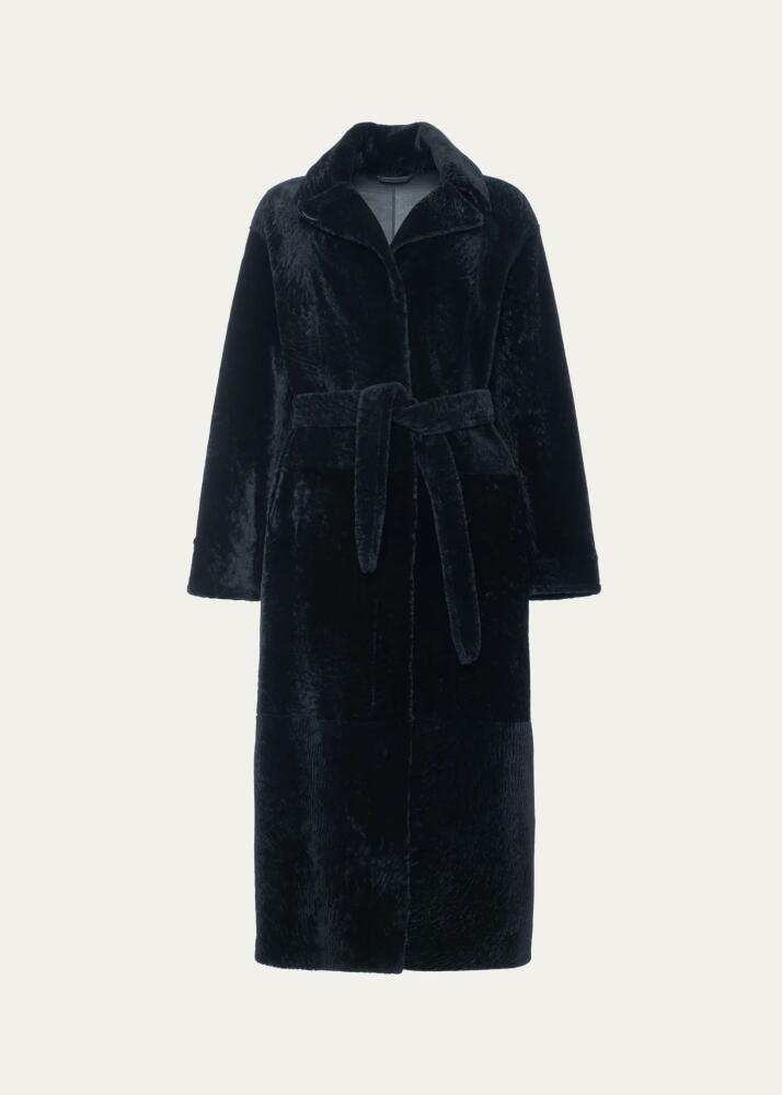 Gorski Reversible Shearling Lamb Overcoat with Tie Belt Cover