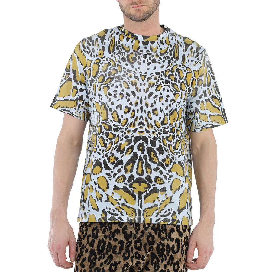 Roberto Cavalli Mens Sun Bleached Lynx Print Cotton Jersey T-shirt Cover