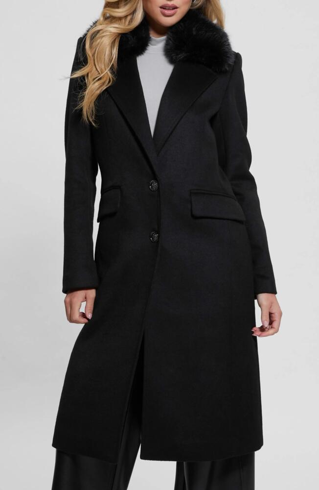 GUESS Nancy Coat with Removable Faux Fur Collar in Jet Black Cover