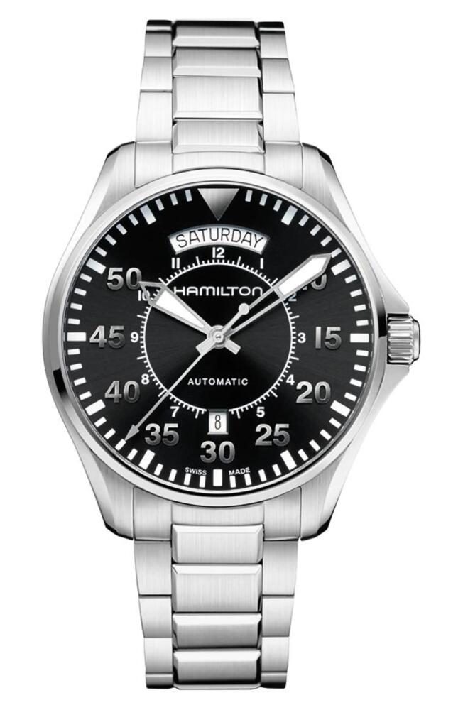 Hamilton Khaki Aviator Automatic Bracelet Watch, 40mm in Silver/black/silver Cover