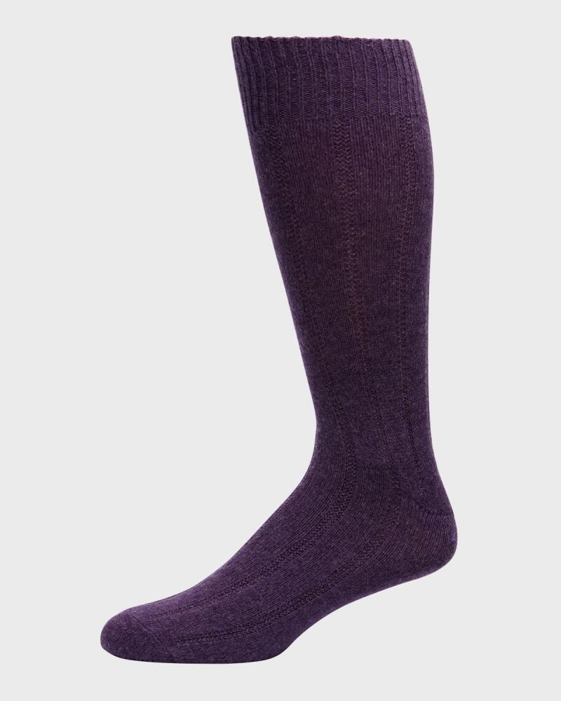 Neiman Marcus Men's Rib Cashmere Crew Socks Cover