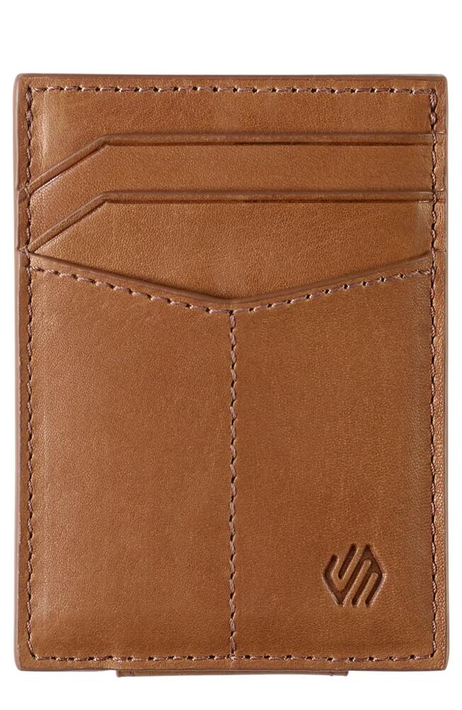 Johnston & Murphy Rhodes Leather Money Clip Card Case in Tan Full Grain Cover