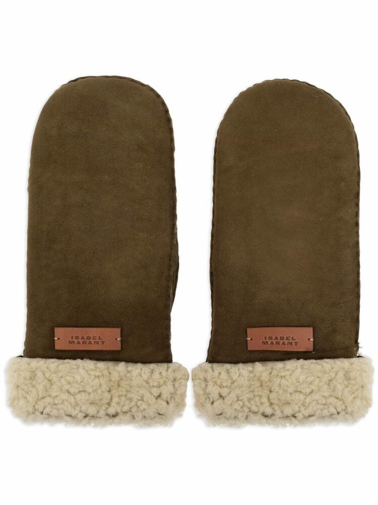 ISABEL MARANT Mulfi suede mittens - Green Cover