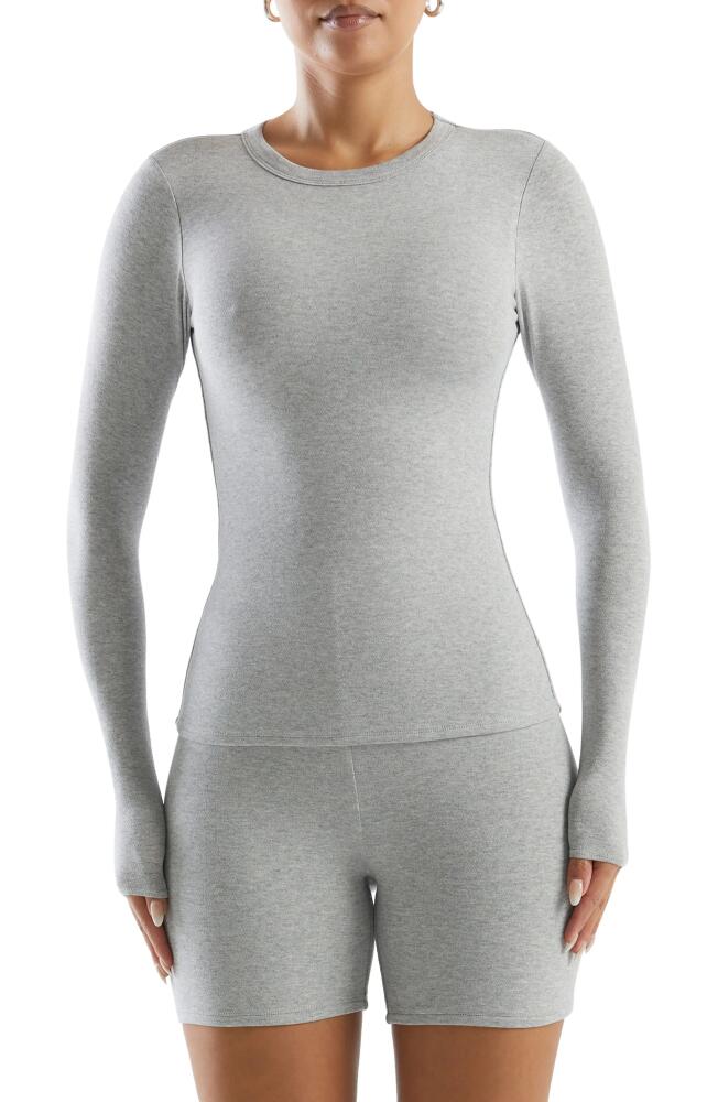 Naked Wardrobe Crewneck Long Sleeve Top in Heather Grey Cover