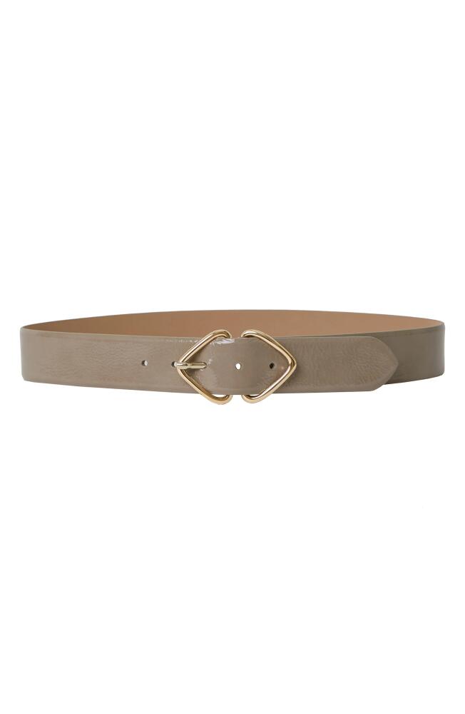 B-Low the Belt Livia Gloss Double Buckle Leather Belt in Taupe Gold Cover