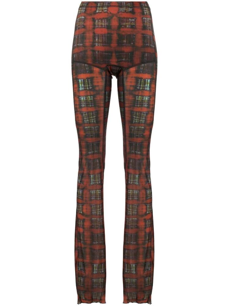 KNWLS tartan-print semi-sheer flared trousers Cover