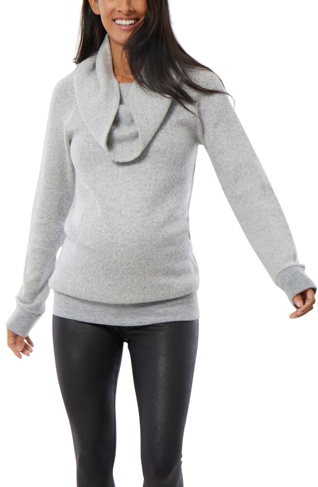 Ingrid & Isabel Cowl Neck Maternity Sweater in Heather Grey Cover