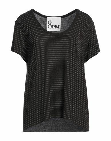 8pm Woman T-shirt Black Modal, Elastane, Polyester, Polyamide Cover